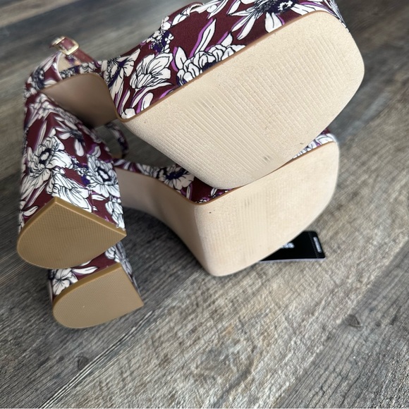 Express platform square toe floral sandal block heel size 10 - Picture 6 of 13